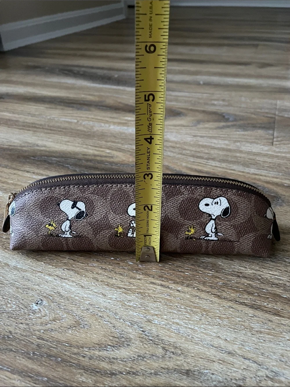 Coach x Peanuts Snoopy Signature Jacquard Canvas Pencil Case NWOT